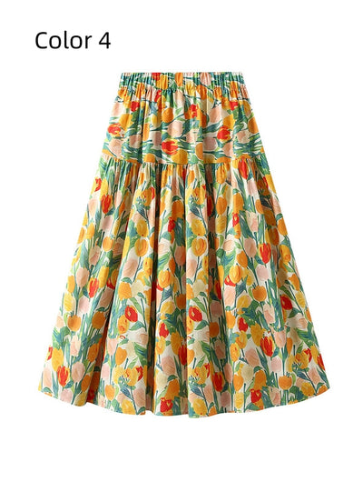 Elastic Waist Holiday Print Slim Skirt