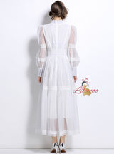 Princess Puff Sleeves Organza Slim Dress