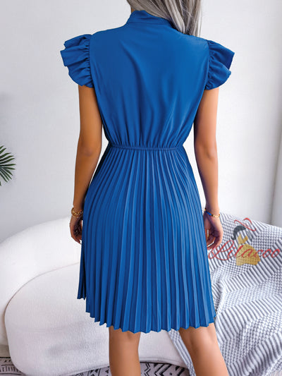 Pleated Silm Waist Big Swing Dress