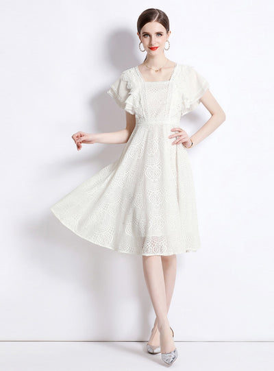 Summer Flying Sleeves Lace Dress