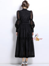 Princess Puff Sleeves Organza Slim Dress