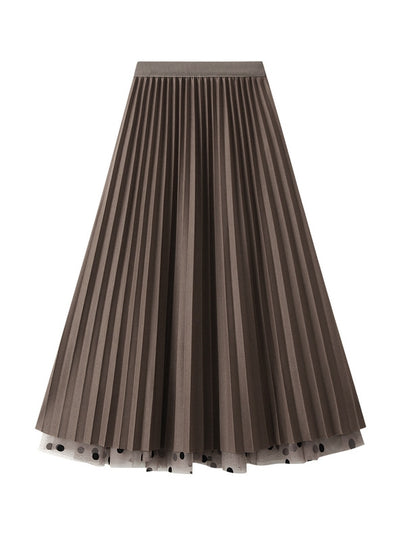 Polka Dot Gauze Pleated Skirt Worn On Both Sides