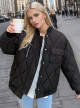 Thin Cotton-padded Diamond Plaid Down Jacket