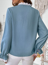 Long-sleeved Spliced Shirt Top