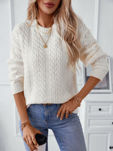 Twisted Floral Round Neck Long Sleeve Sweater