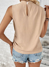 Solid Color Mid-collar Women's Top