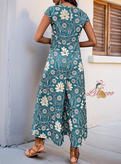 Women Printed Wide-leg Jumpsuit