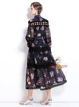 Palace Printed Long Sleeve Buttons Dress