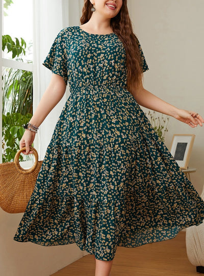 Printed Loose Ladies Plus Size Dress