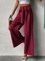 High-waist Lace-up Wide-leg Pants