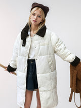 Splicing Long Thick Cotton-padded Jacket