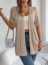 Hollow Short-sleeved Knitted Cover Up Coat