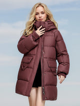 Medium and Long Solid Color Hooded Padded Coat