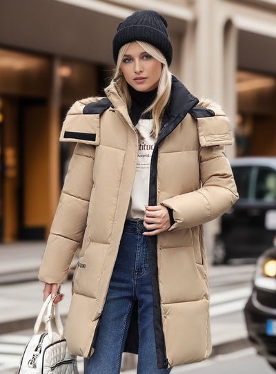 Thick Hooded Long Cotton-padded Jacket Coat