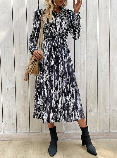 Autumn and Winter Long Sleeve Tie-dye Dress