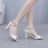 7 cm Round-headed Beaded Tassel Satin Sandals