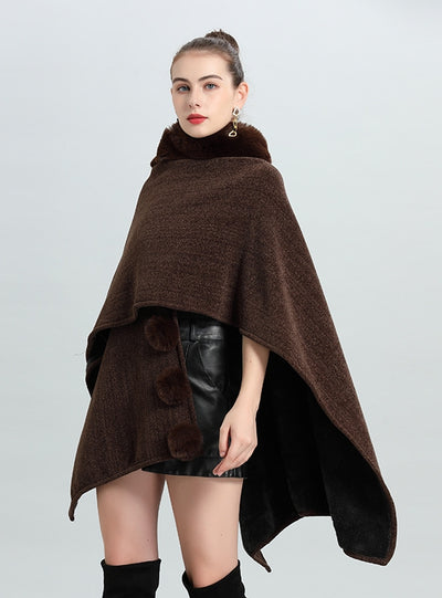 Large Size Loose Wool Ball Shawl Coat