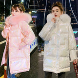 Thick Fur Collar Glossy Cotton-padded Jacket