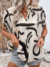 Geometric Printed Bat Sleeve Shirt