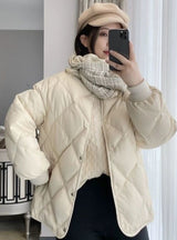 Women Rhombic Short Down Jacket