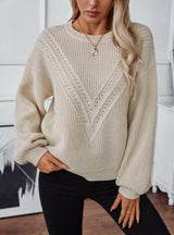 Casual Round Neck Long Sleeve Sweater