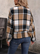 Plaid Cardigan Retro Lapel Zipper Coat