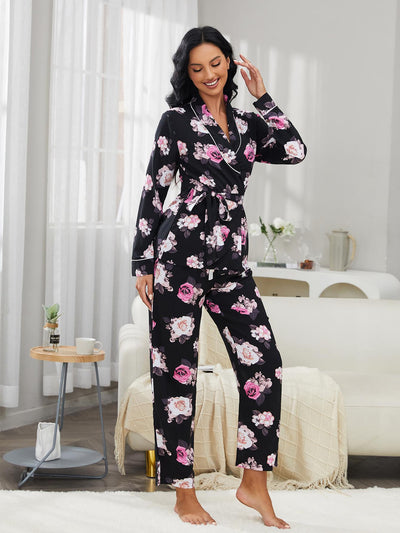 Long-sleeved Nightgown Two-piece Suit