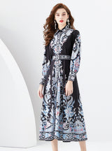 Retro Palace Long Sleeve Printed Dress