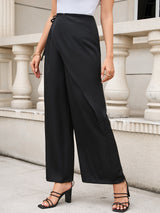 Black High Waist Wide Leg Straight Pants