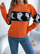 Halloween Contrast Long Sleeve Sweater