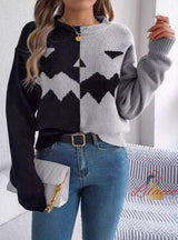 Halloween Pumpkin Contrast Long Sleeve Sweater