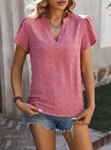 Ladies' V-neck Chiffon Wool Top