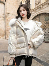 Wash-free White Duck Down Loose Short Down Jacket