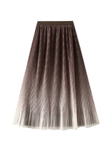 High Waist and Medium Length Gradient Mesh Skirt