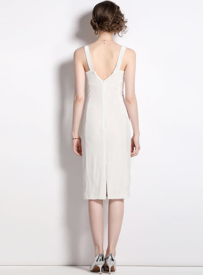 White Suspender Silm Waist Sexy Dress