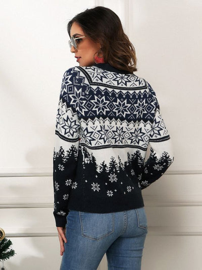 Christmas Pullover Long Sleeve Loose Jacquard Sweater