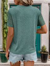 Lace Stitching V-neck Casual T-shirt