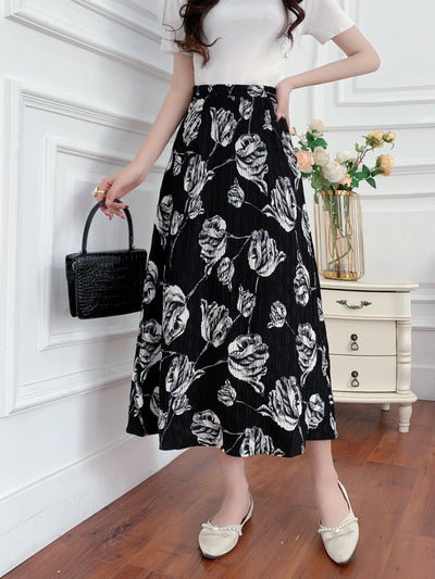 Rose Floral High Waist Skirt