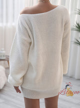 Long Sleeve Loose Casual Knitted Sweater Dress