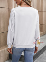 Solid Color Long Sleeve V-neck Top