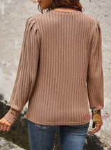 Solid Color Round Neck Long Sleeve Top