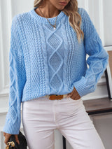 Solid Color Twist Pullover Sweater