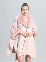 Loose Jacquard Knitted Cloak Shawl Woolen Coat