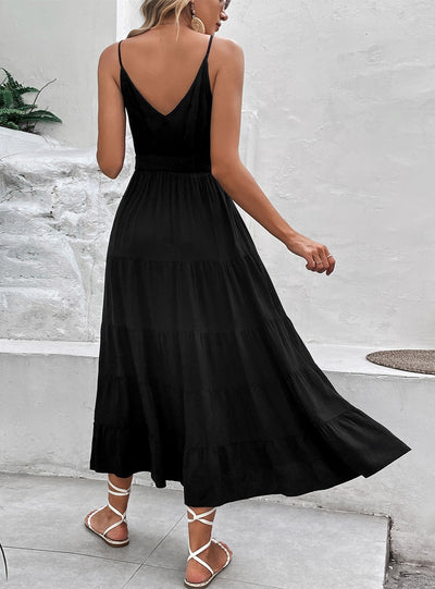 Black Strap Silm Waist Dress