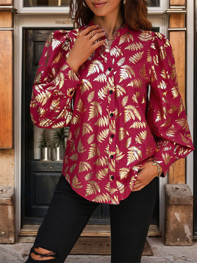 Plant Bronzing Printed Shirt