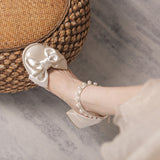 Bow Thick Heel Roman Sandals