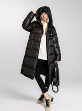 Black Extended Knee-length Cotton-padded Coat