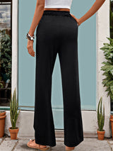 High Waist Straight Black Casual Pants