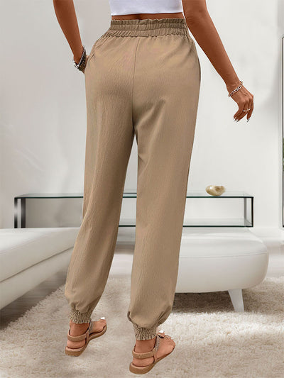 Pocket-tied Elastic Waist-closed Pant