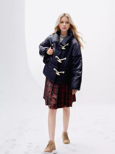 Horn Loose Button Cotton-padded Jacket Coat